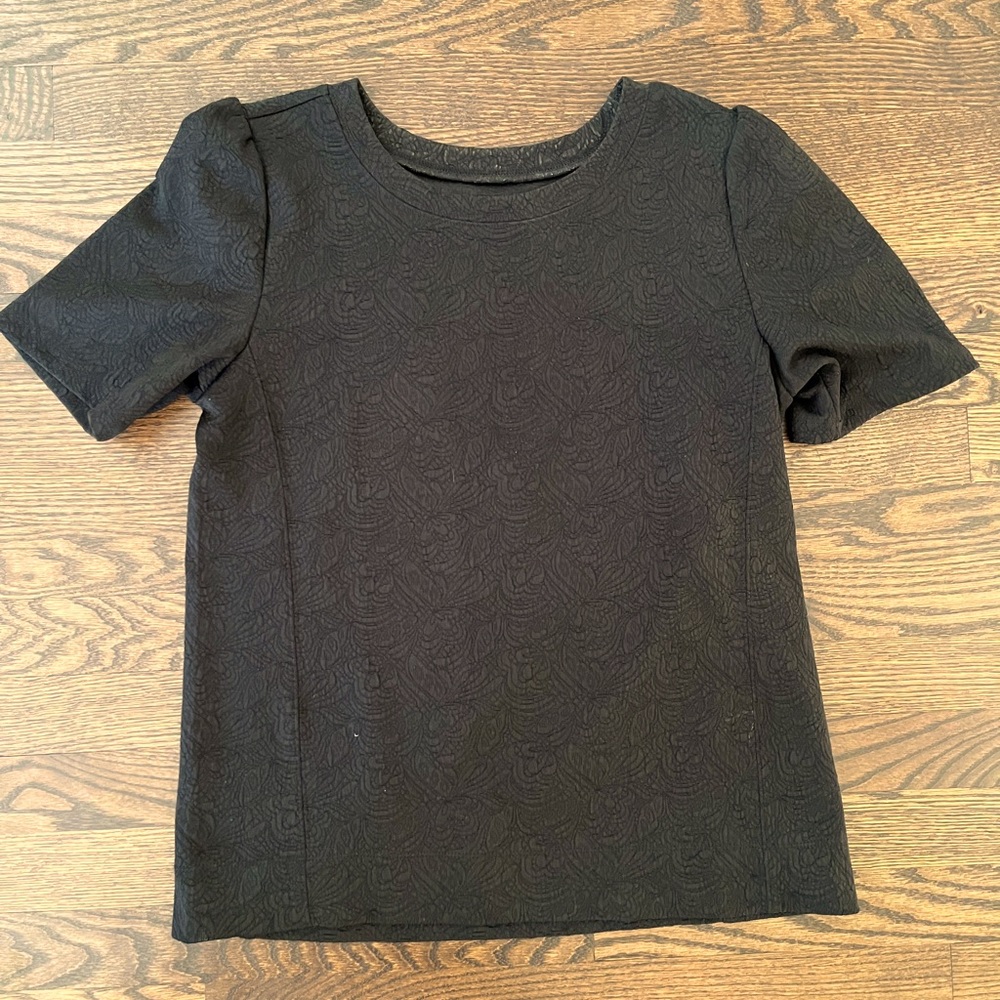 Ann Taylor Loft Knit Jacquard Crew Neck Top